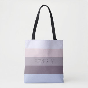 Pastel Blue Grey Pink 5 Colours Name Personalised Tote Bag