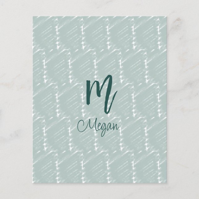 pastel blue grey watercolor monogram name boho ret flyer (Front)