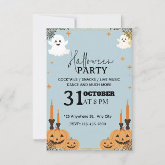 Pastel Blue Halloween Party Invitation – Editable 