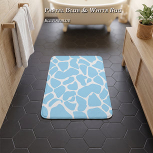 Pastel Blue Hand-Painted Giraffe Spots  Bath Mat