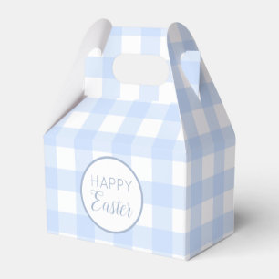 Pastel Blue Happy Easter Plaid Pattern Favour Box