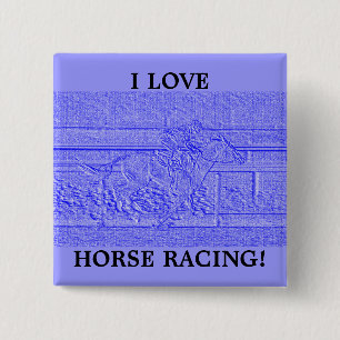 Pastel Blue Horse Racing Thoroughbred Racehorse 15 Cm Square Badge