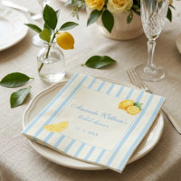 Pastel Blue Italian Lemon Stripes Bridal Shower