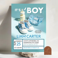 Pastel Blue It's A Boy Sneaker Baby Shower