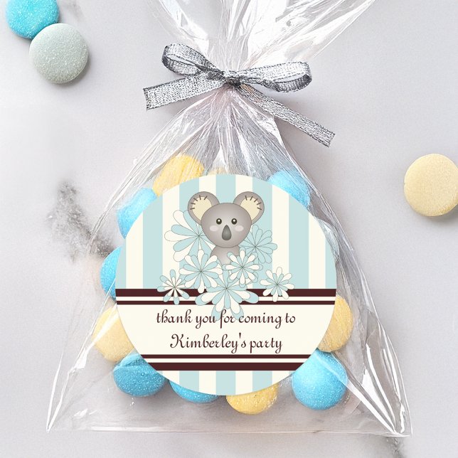 Pastel Blue Koala Baby Boy Shower / Kids Birthday Classic Round Sticker (Creator Uploaded)