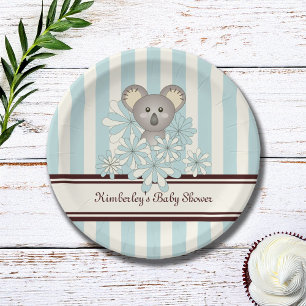 Pastel Blue Koala Kids Birthday / Boy Baby Shower Paper Plate