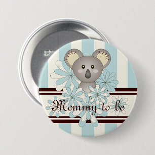 Pastel Blue Koala Mummy-to-be Boy Baby Shower 7.5 Cm Round Badge