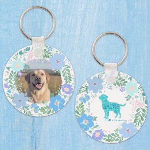 Pastel Blue Labrador Retriever Custom Photo Key Ring