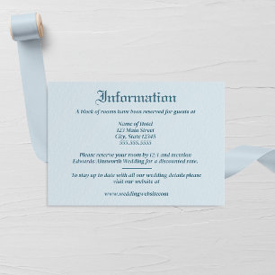 Pastel Blue Leaf and Floral Monogram Wedding Enclosure Card