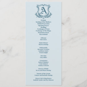 Pastel Blue Leaf and Floral Monogram Wedding Programme