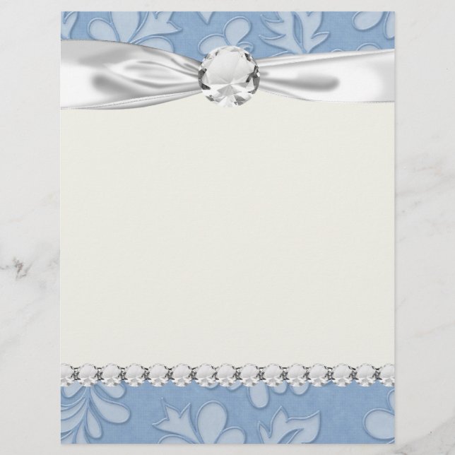 pastel blue leaf swirl floral flower damask (Front)