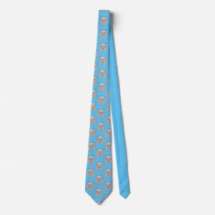 Pastel Blue Lion Head Pattern Neck Tie