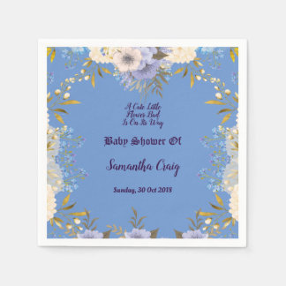 Pastel Blue Little Flower Bud Floral Baby Shower Napkin