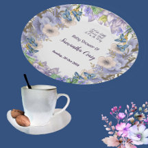 Pastel Blue Little Flower Bud Floral Baby Shower