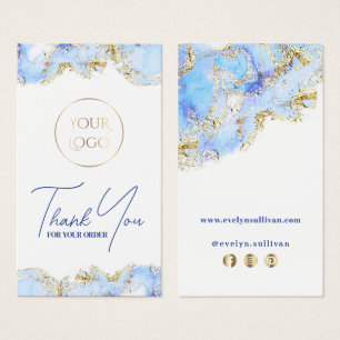 Pastel blue marbling design package insert