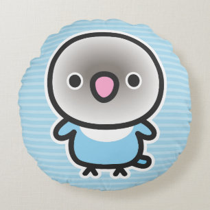 Pastel blue masked lovebird round cushion