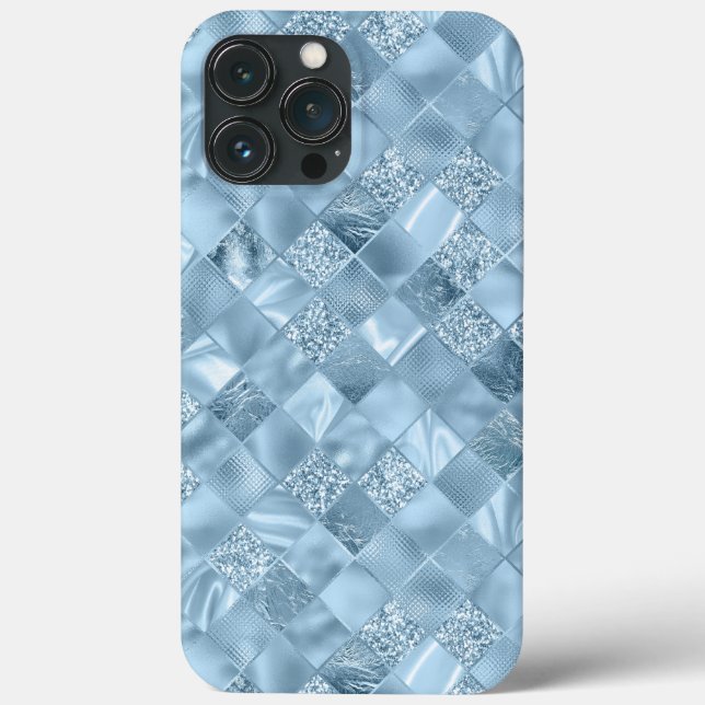 Pastel Blue Metallic Chic Elegant Glitter  Case-Mate iPhone Case (Back)