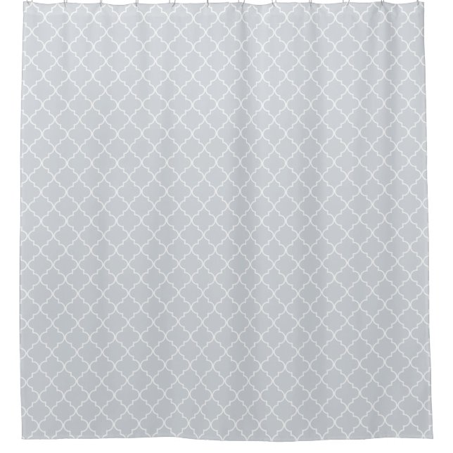 Pastel Blue Moroccan Quatrefoil Pattern Shower Curtain (Front)