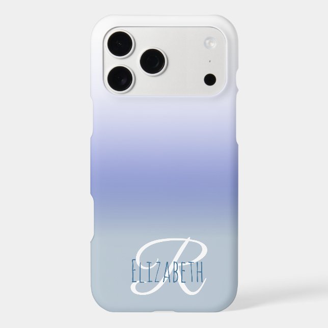 Pastel Blue Ombre Initial Letter Monogram (Back)