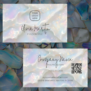 Pastel Blue Opal Aesthetic Background Business Card