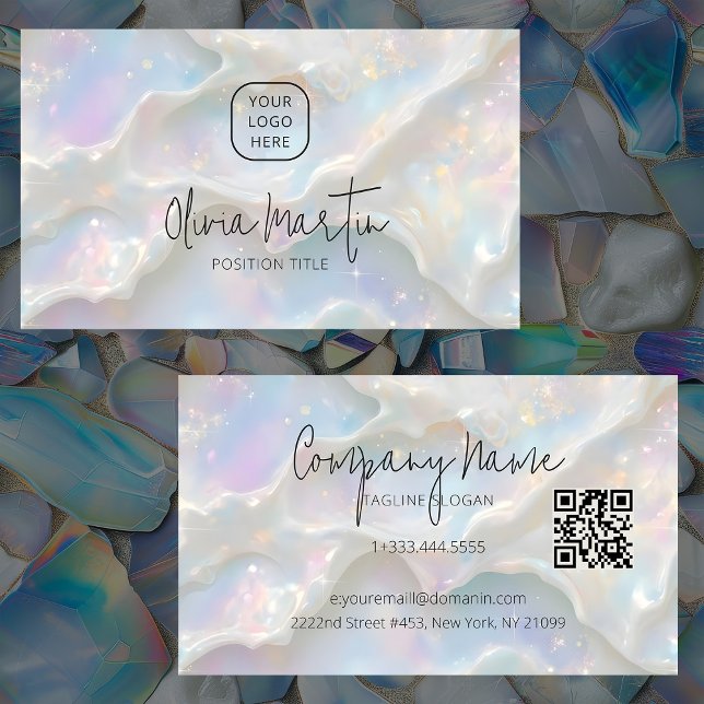 Pastel Blue Opal Aesthetic Background Business Card (Creator Uploaded)