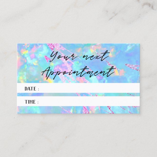 pastel blue opal texture photo appointment card (Front)