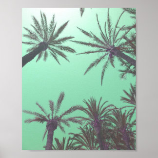 Pastel Blue Palm Trees Sunset Photo Print
