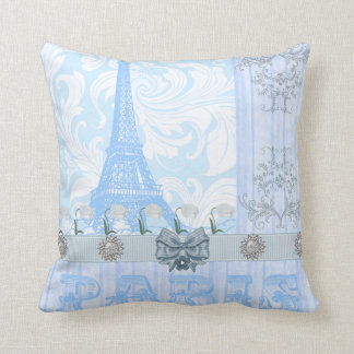 Pastel Blue Paris Throw Pillow
