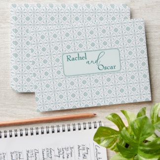 Pastel blue pattern wedding envelope