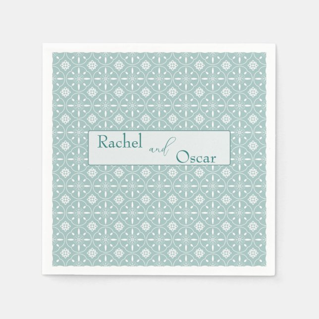 Pastel blue pattern wedding  napkin (Front)