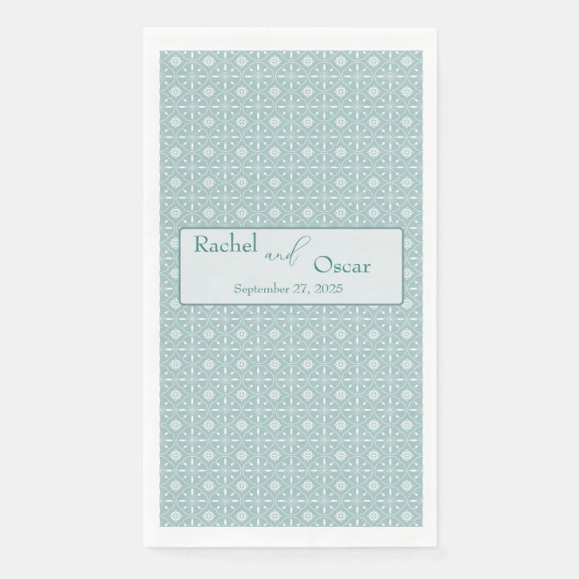 Pastel blue pattern wedding  napkin (Front)