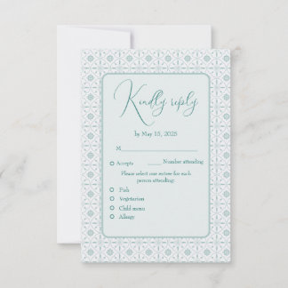 Pastel. blue pattern wedding Responce Card