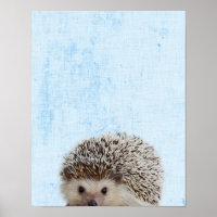 Pastel Blue Peekaboo Hedgehog Minimalist Nursery