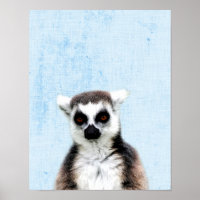 Pastel Blue Peekaboo Lemur Minimalist Nursery