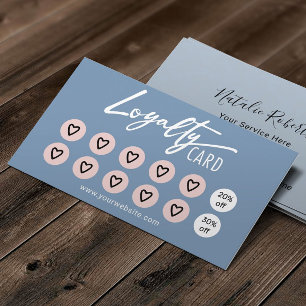 Pastel Blue & Pink Hearts Beauty Salon Spa Loyalty Card