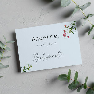 Pastel blue pink red green flowers Bridesmaid Invitation