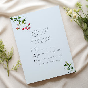 Pastel blue pink red green flowers RSVP Invitation