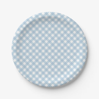 pastel blue plaid first birthday napkins paper plate