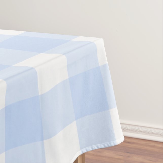 Pastel Blue Plaid Pattern Easter Tablecloth (In Situ)