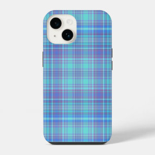 Pastel Blue Plaid Pattern iPhone 14 Case