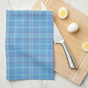Pastel Blue Plaid Pattern Tea Towel