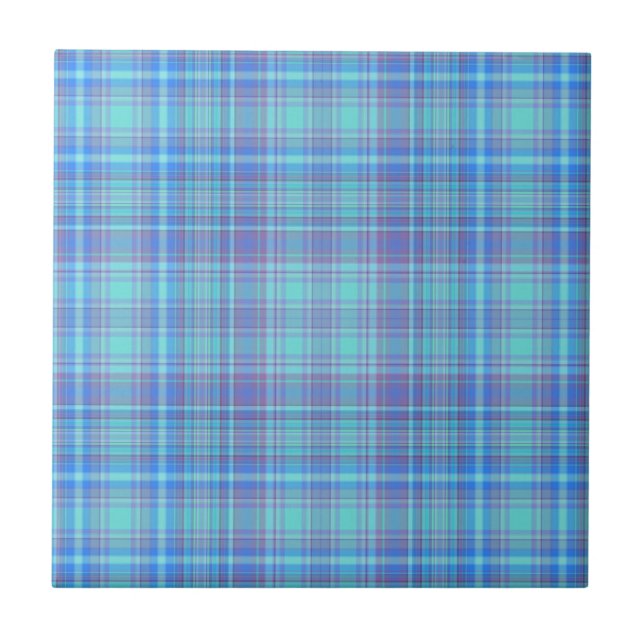 Pastel Blue Plaid Tile (Front)