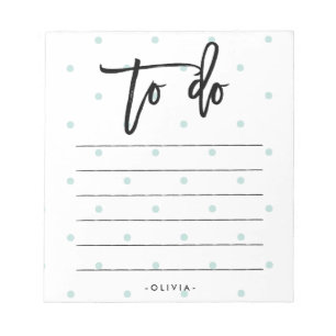 Pastel Blue Polka Dots and Typography To Do List Notepad