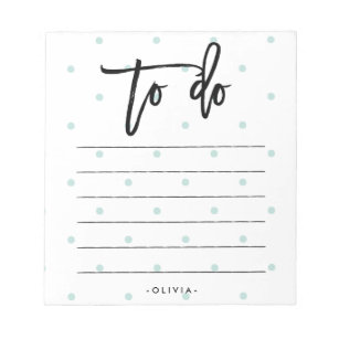 Pastel Blue Polka Dots and Typography To Do List Notepad