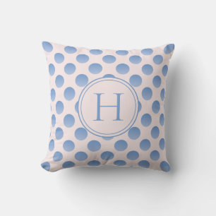 Pastel Blue Polka Dots Custom Monogram Cushion