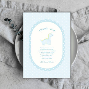 Pastel Blue Prehistoric Dinosaur Boy Baby Shower Thank You Card