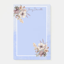 Pastel Blue Pretty Floral Custom Notes