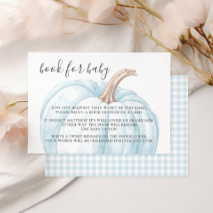 Pastel Blue Pumpkin Book For Baby Boy Shower  RSVP Card