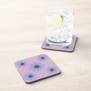 Pastel Blue Purple Floral Pattern Aesthetic Seamle Coaster