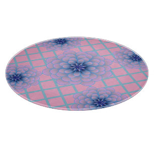 Pastel Blue Purple Floral Pattern Aesthetic Seamle Cutting Board